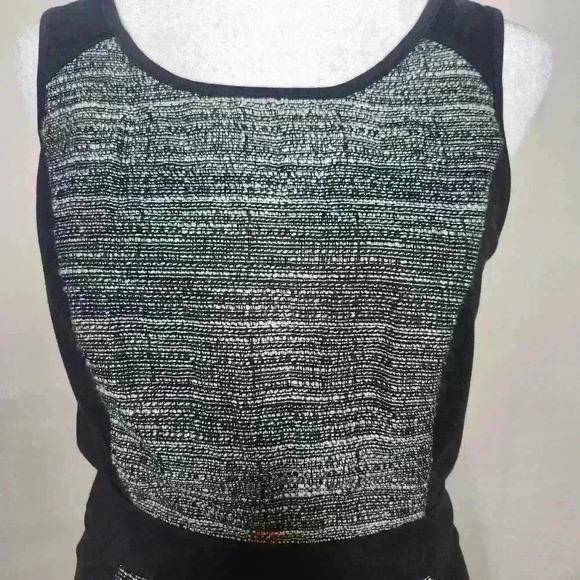 Elle women's black and gray knee length sleeveless dress tweed front size 2 - Picture 4 of 8